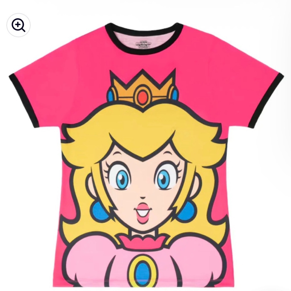 Girls' Bright Pink Princess Graphic Tee with Black Trim